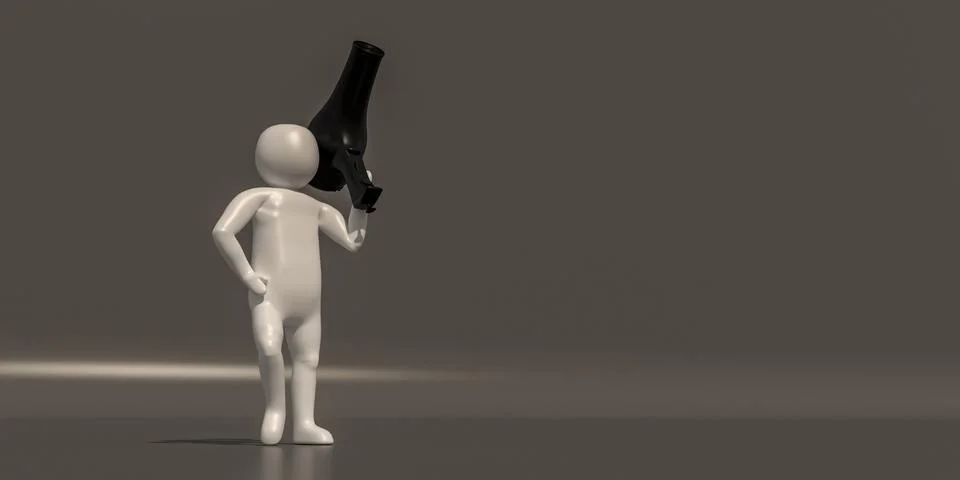 3d illustrator, 3d rendering of the White character and hair dryer. 스톡 일러스트