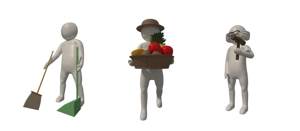 3d illustrator, 3d rendering of the white character on white backgroud. 库存插图