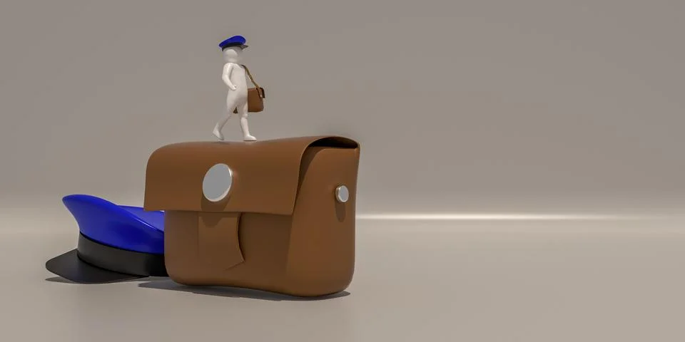 3d illustrator, 3d rendering of the white character of the  Postman. 스톡 일러스트