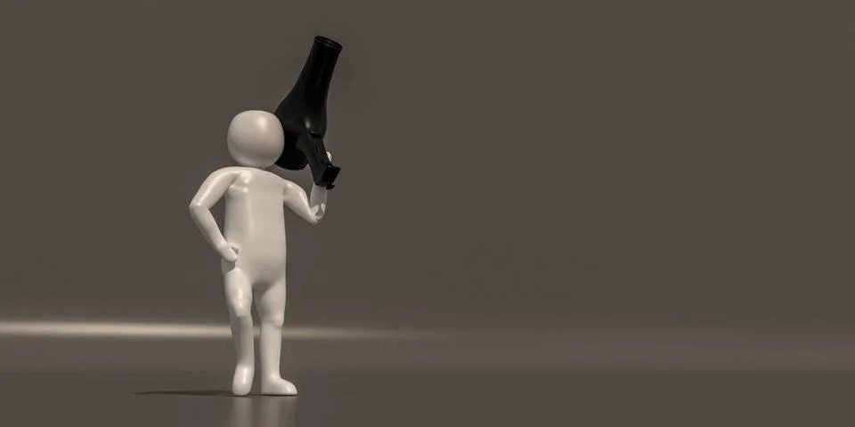 3d illustrator, 3d rendering of the White character and hair dryer. 3d ill... Stock Photos