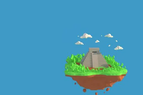 3D illustrator Chichen Itza, Yucatan Peninsula, Mexico. 3d rendering low p... Stock Photos