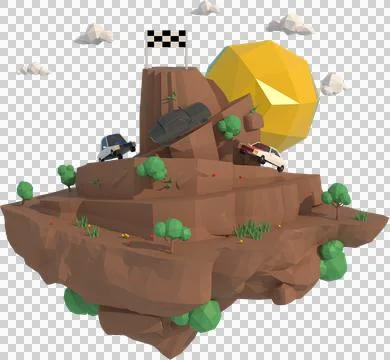 3D illustrator the ff-road driving competition. 3d rendering Low Polygon Geom Stock Illustration