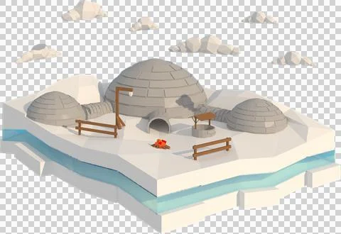 3D illustrator of house in the snow. 3d rendering Low Polygon Geometry. Lowpo Stock Illustration