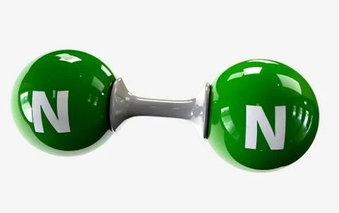 3D Illustrator molecule of Nitrogen on a white background Stock Illustration