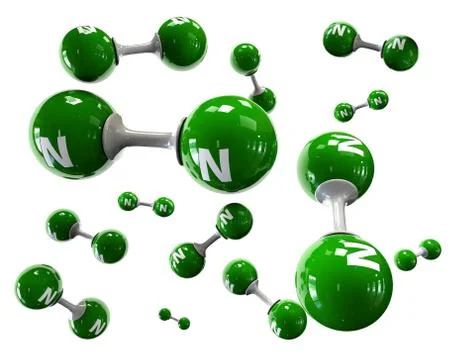 3D Illustrator molecule of Nitrogen on a white background Stock Illustration