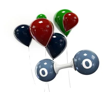 3d illustrator molecule of oxigen on a white background Stock Illustration