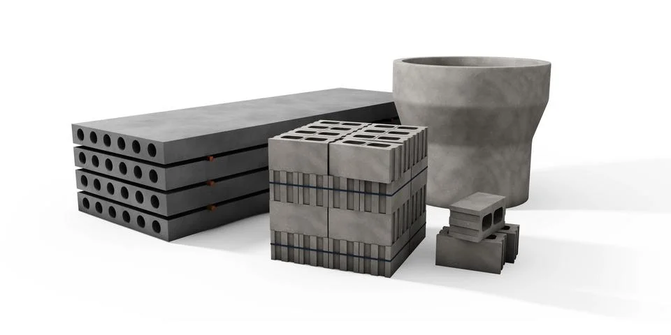 3d illustrator of pallets of concrete blocks and plates on a white background Stock Illustration