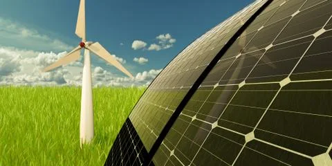 3d illustrator of windmill on the sky Stock Illustration