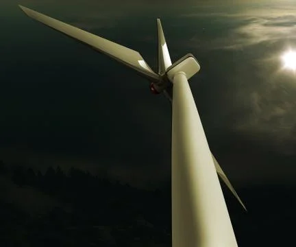 3d illustrator of windmill on the sky Stock Illustration