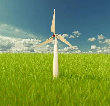3d illustrator of windmill on the sky Stock Illustration