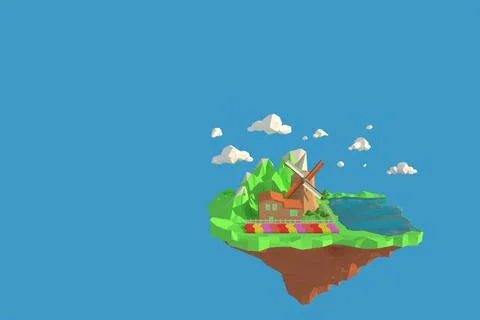 3D illustrator of Zaanse Schans windmill village, Netherlands, 3d renderin... Stock Photos