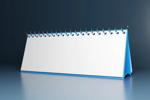 3D ilustration empty desk calendar, loose-leaf notebook on  gray table on mon Illustrazione stock