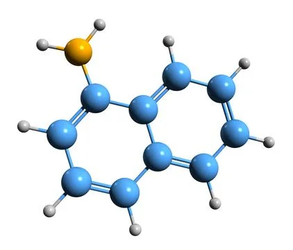 3D image of 1-Naphthylamine skeletal formula Stock Illustration