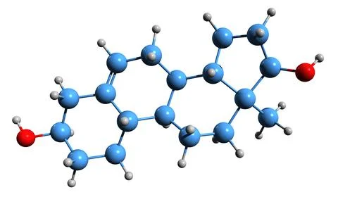 3D image of 19-Nor-5-androstenediol skeletal formula Illustrazione stock