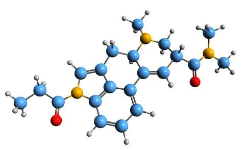 3D image of 1P-LSD skeletal formula Stock Illustration