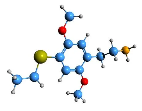 3D image of 2C-T-2 skeletal formula Stock Illustration