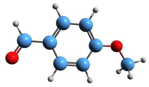 3D image of 4-Anisaldehyde skeletal formula イラスト素材