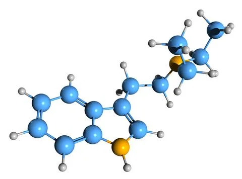 3D image of 4-HO-DET skeletal formula Stock Illustration