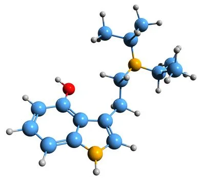 3D image of 4-HO-DiPT skeletal formula Stock Illustration