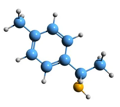 3D image of 4-Methylamphetamine skeletal formula Stock Illustration