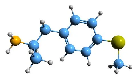 3D image of 4-MTA skeletal formula Stock Illustration