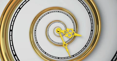 3D image of abstract clock with a spiral dial and hands. Stock Footage 279218257