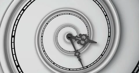 3D image of abstract clock with a spiral dial and hands. Stock Footage 279219345