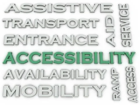 3d image Accessibility  issues concept word cloud background 스톡 일러스트