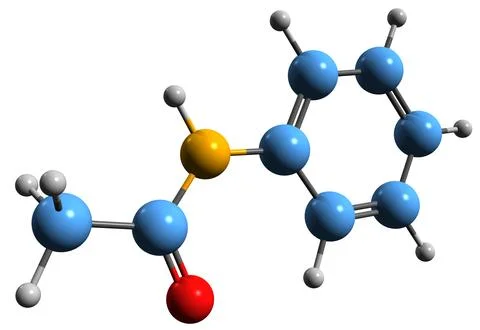 3D image of Acetanilide skeletal formula Stock Illustration