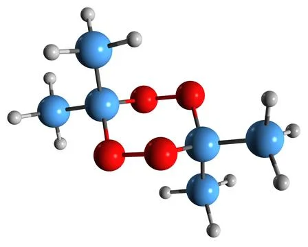 3D image of Acetone peroxide skeletal formula Stock Illustration