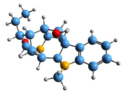 3D image of Ajmaline skeletal formula Stock Illustration