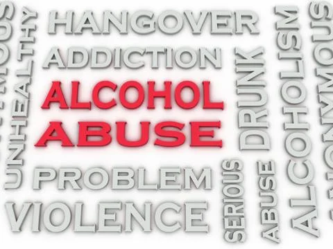 3d image Alcohol abuse  issues concept word cloud background Stock Illustration