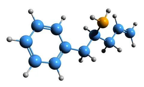3D image of Alfetamine skeletal formula Stock Illustration