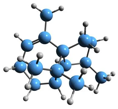 3D image of alpha-Patchoulene skeletal formula - Illustrazione stock