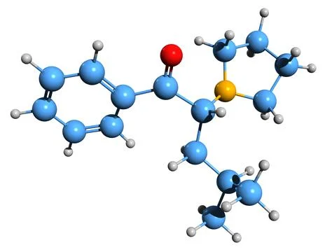 3D image of alpha PHiP skeletal formula Stock Illustration