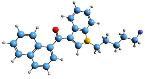 3D image of AM-2201 skeletal formula Stock Illustration