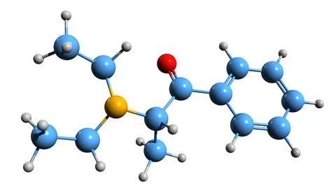 3D image of Amfepramone skeletal formula Stock Illustration