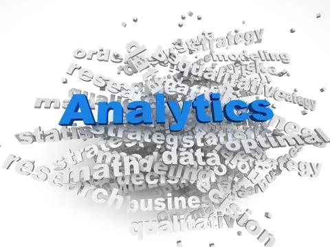 3d image analitics concept word cloud background Illustrazione stock
