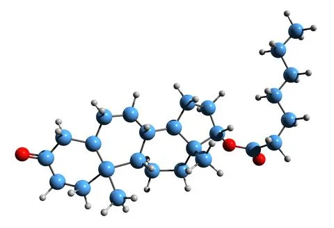 3D image of Androstanolone enanthate skeletal formula Stock Illustration