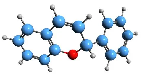 3D image of Anthocyanidin skeletal formula Stock Illustration