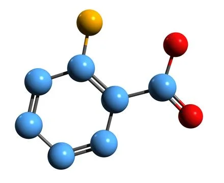 3D image of Anthranilic acid skeletal formula Stock Illustration