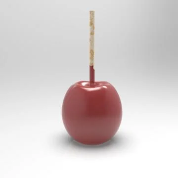 3d image of Apple on a stick in caramel 003 Stock Illustration