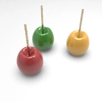 3d image of Apple on a stick in caramel 004 Stock Illustration