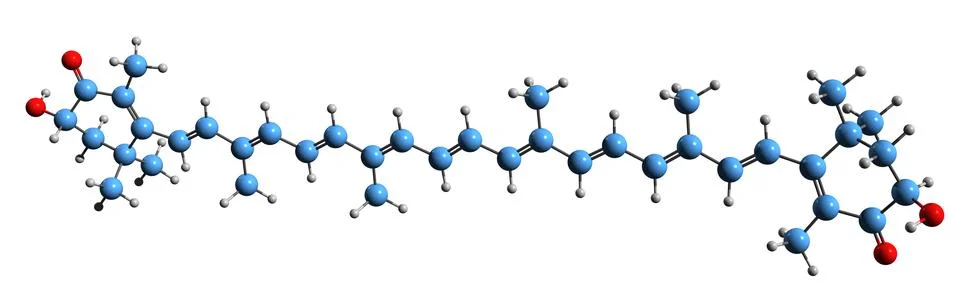3D image of Astaxanthin skeletal formula Illustrazione stock