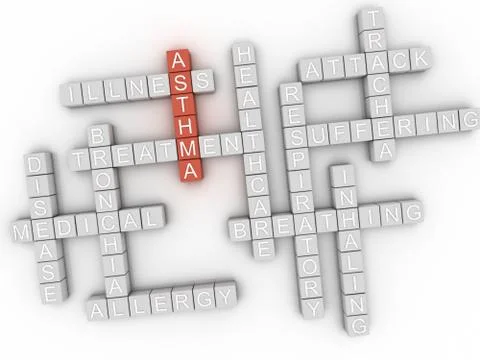 3d image Asthma word cloud concept Stock Illustration