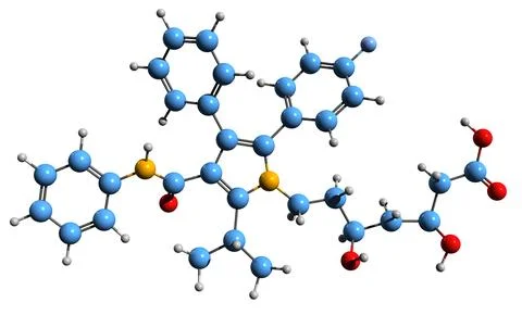 3D image of Atorvastatin skeletal formula Illustrazione stock