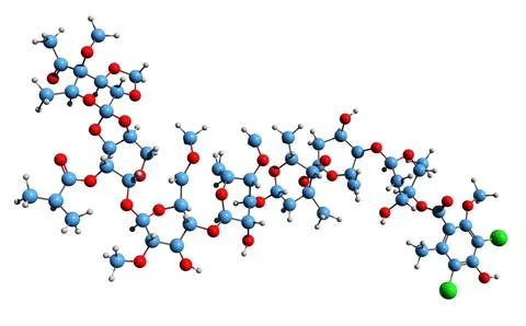 3D image of Avilamycin skeletal formula Stock Illustration
