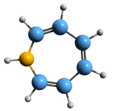 3D image of Azepine skeletal formula Stock Illustration