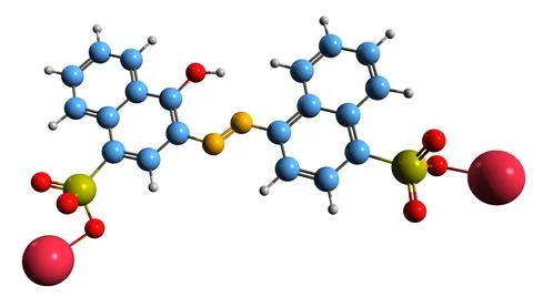 3D image of Azorubine skeletal formula Stock Illustration