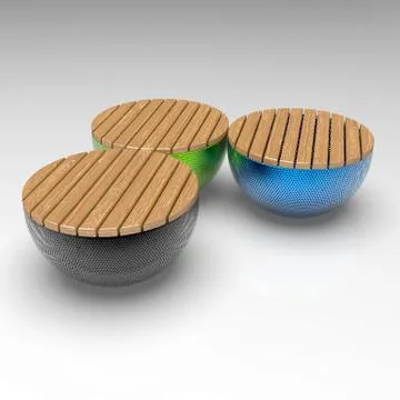 3d image of Bench in the form of a bowl 01 Stock Illustration